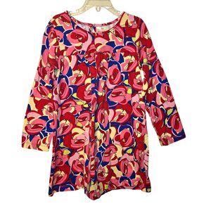 Hanna Andersson Girls 6/7  Floral Red Floral Long Sleeve Casual Empire Dress. 14
